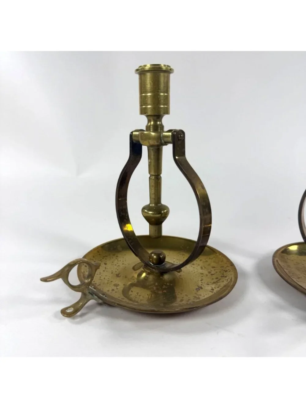 Vintage Brass Gimble Ship Candlestick Holder Swing Taper Candle